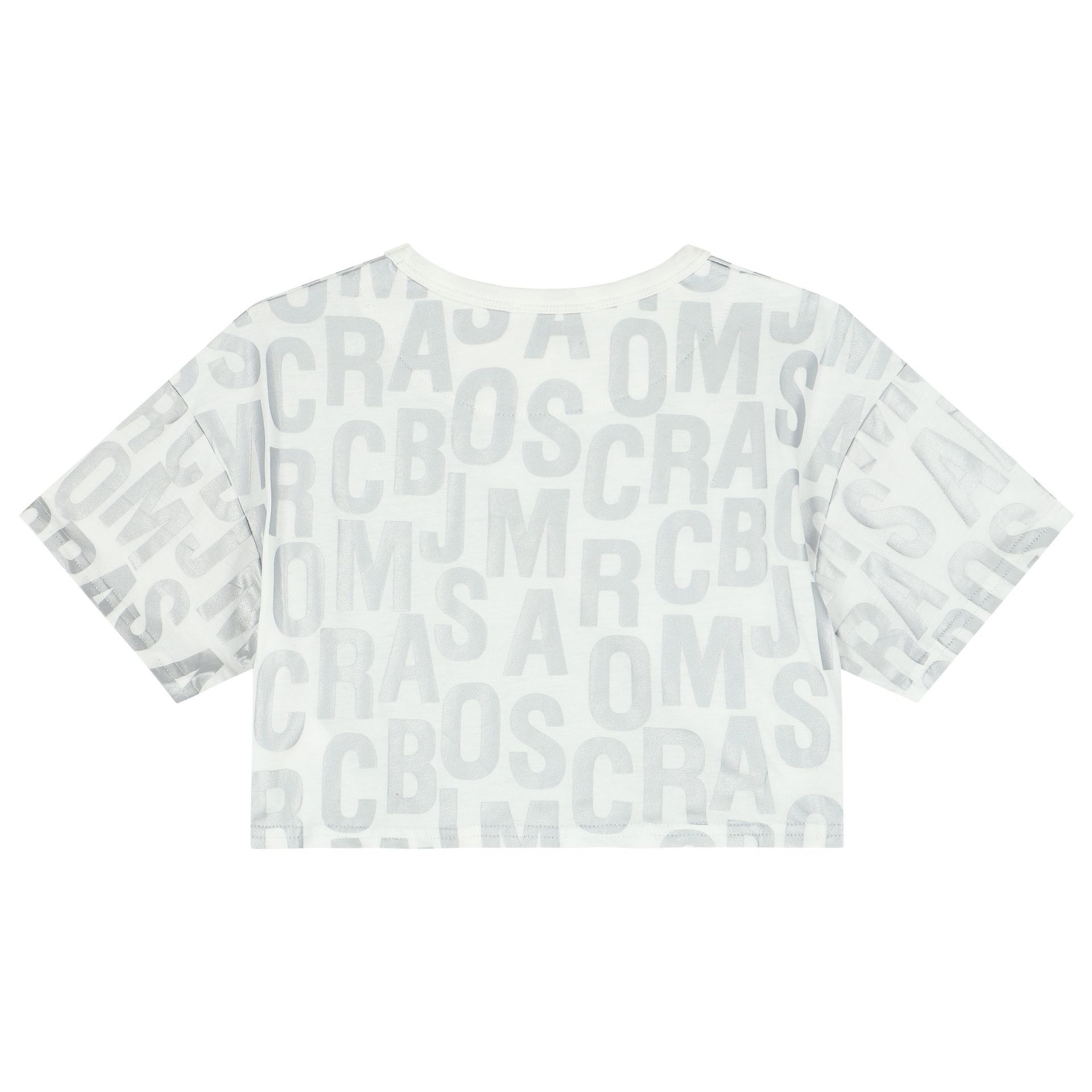MARC JACOBS Girls Ivory & Silver Logo T-Shirt | Junior Couture USA