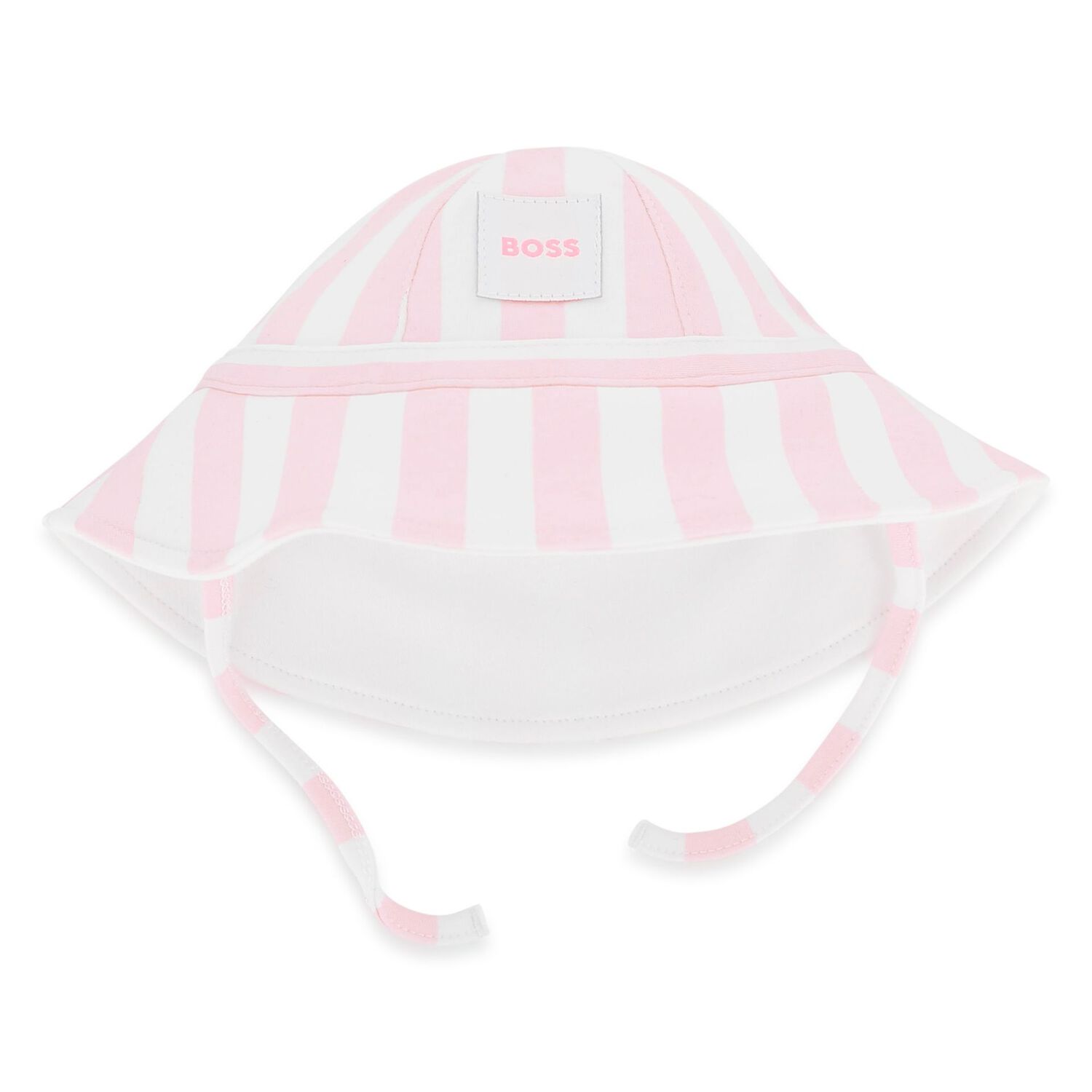 Baby Girls Pink & White Striped Hat, 1, hi-res
