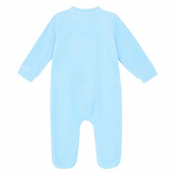 Baby Boys Blue Velour Babygrow