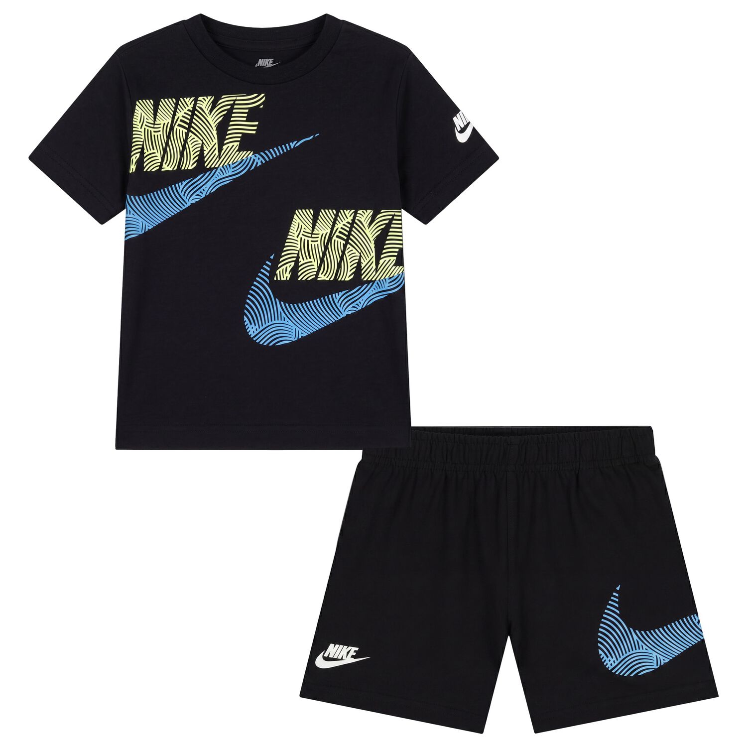 Boys Black Logo Shorts Set, 2, hi-res