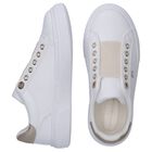 Girls White & Gold Slip-On Trainers, 1, hi-res