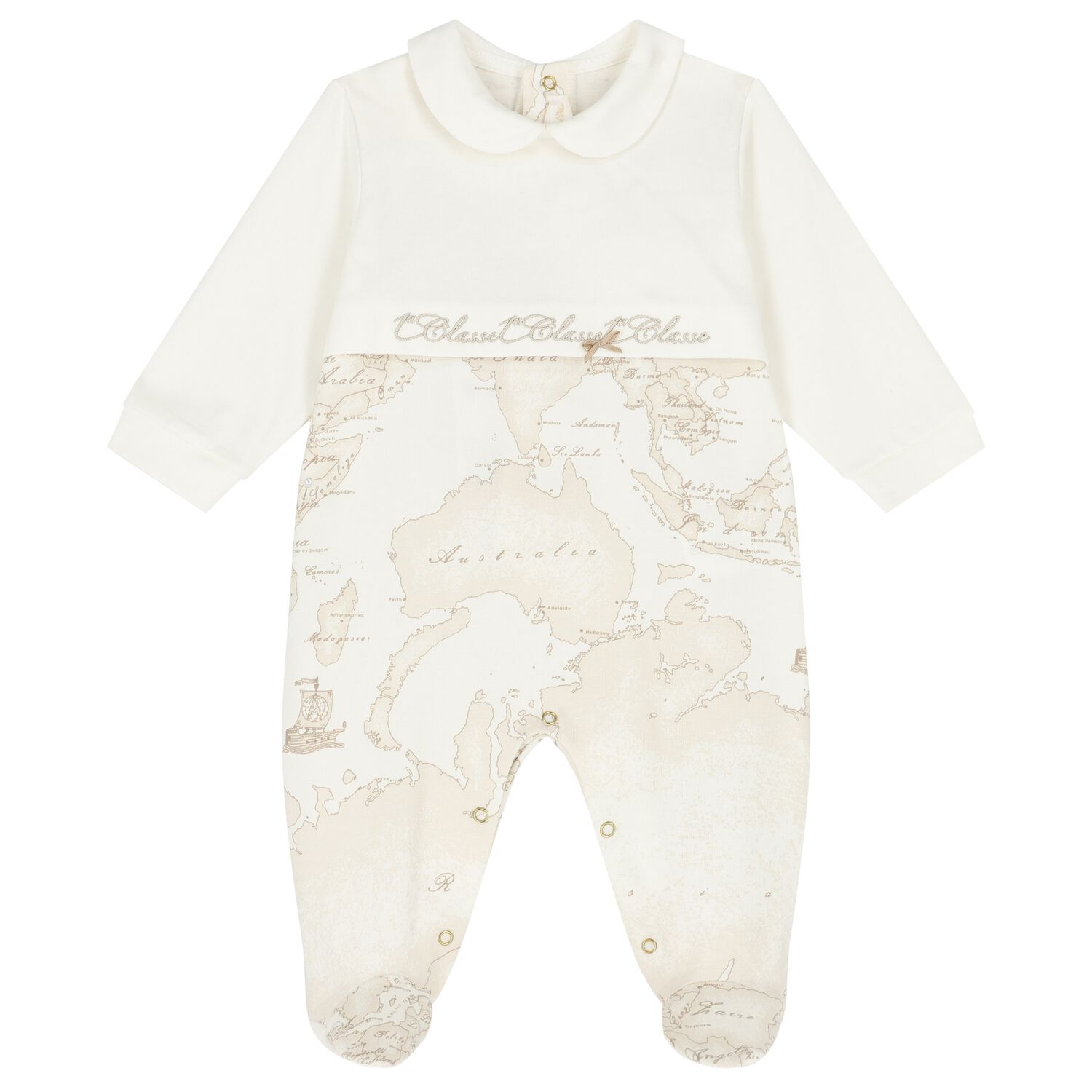 Ivory & Beige Geo Map Babygrow, 1, hi-res image number null