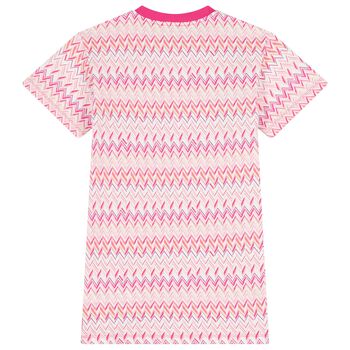 Girls Pink & White Zig Zag Dress
