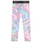 Girls Pink & Blue Logo Orchidee Leggings, 1, hi-res