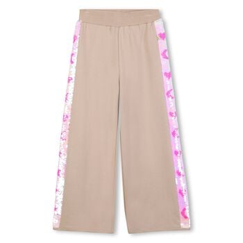 Girls Beige Reversible Sequin Trousers