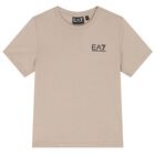 Boys Beige Logo T-Shirt, 1, hi-res