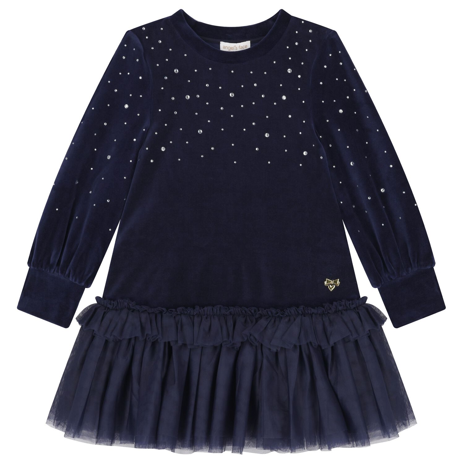 Girls Navy Blue Embellished Dress, 1, hi-res