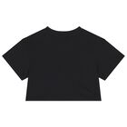 Girls Black Flower Logo T-Shirt, 1, hi-res