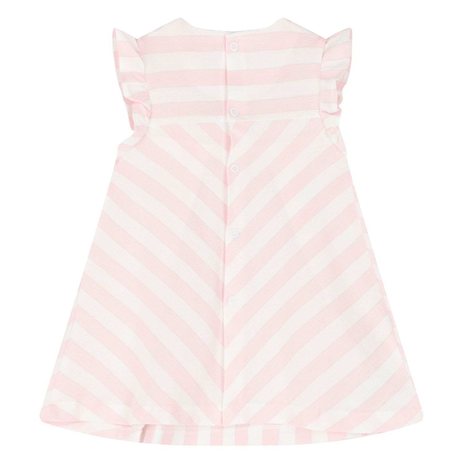Baby Girls Pink & White Striped Dress, 1, hi-res
