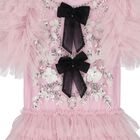 Girls Pink & Black Bow Tulle Dress, 1, hi-res