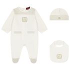 Ivory & Gold Logo Babygrow Gift Set , 1, hi-res