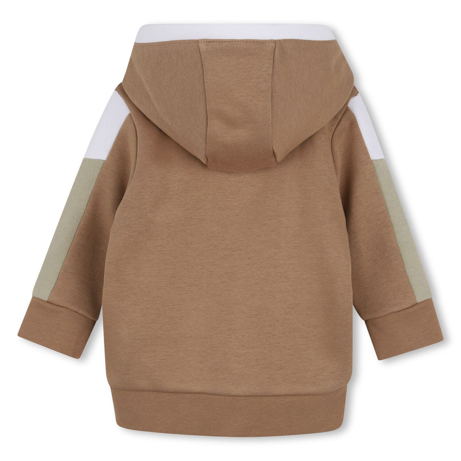 Younger Boys Beige Hooded Zip Up Top, 1, hi-res