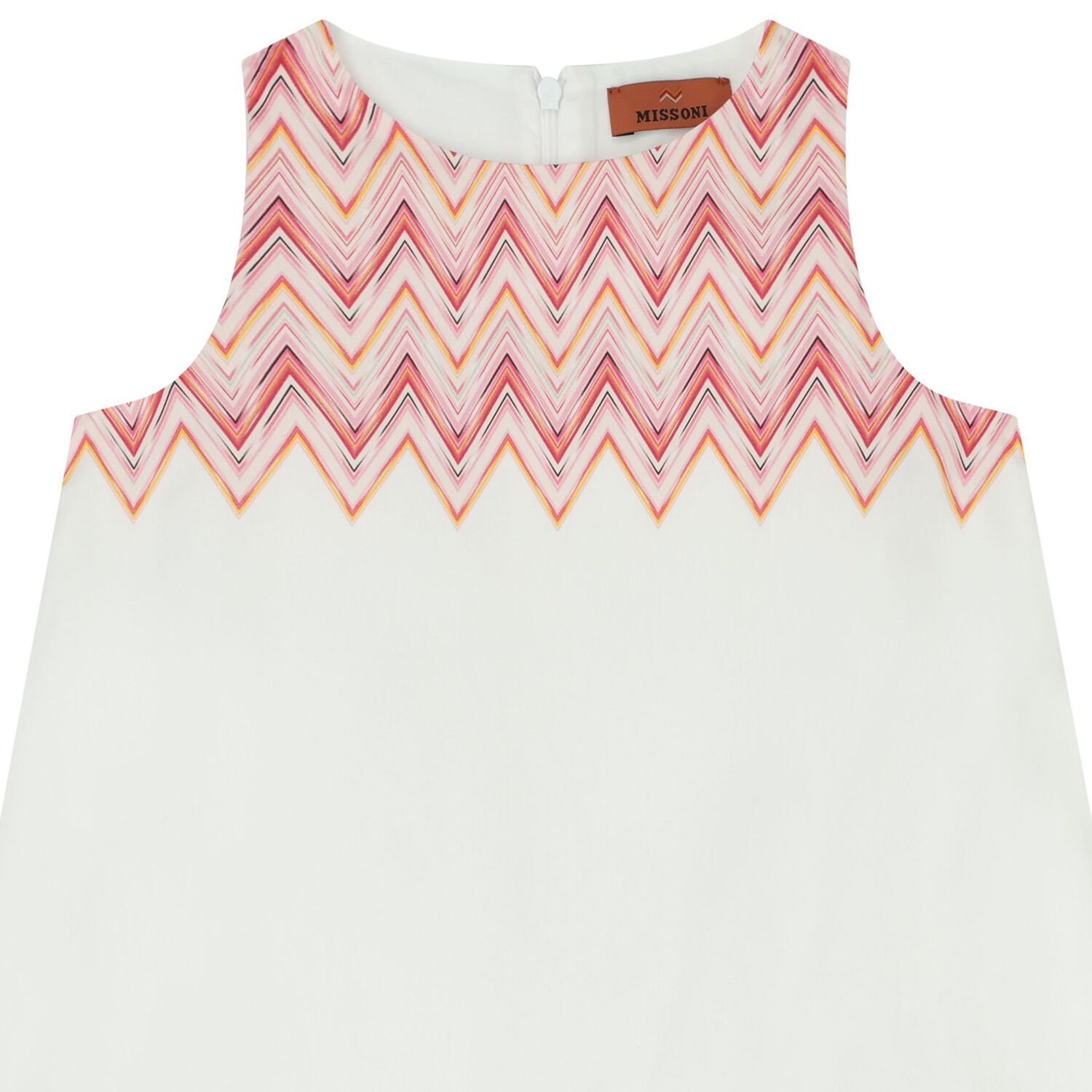Girls White & Pink Zigzag Dress, 1, hi-res