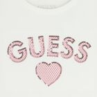 طقم تنورة بنات شبكية بالشعار باللون الأبيض والوردي, 1, hi-res