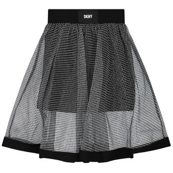 Girls Black & Silver Glitter Mesh Skirt