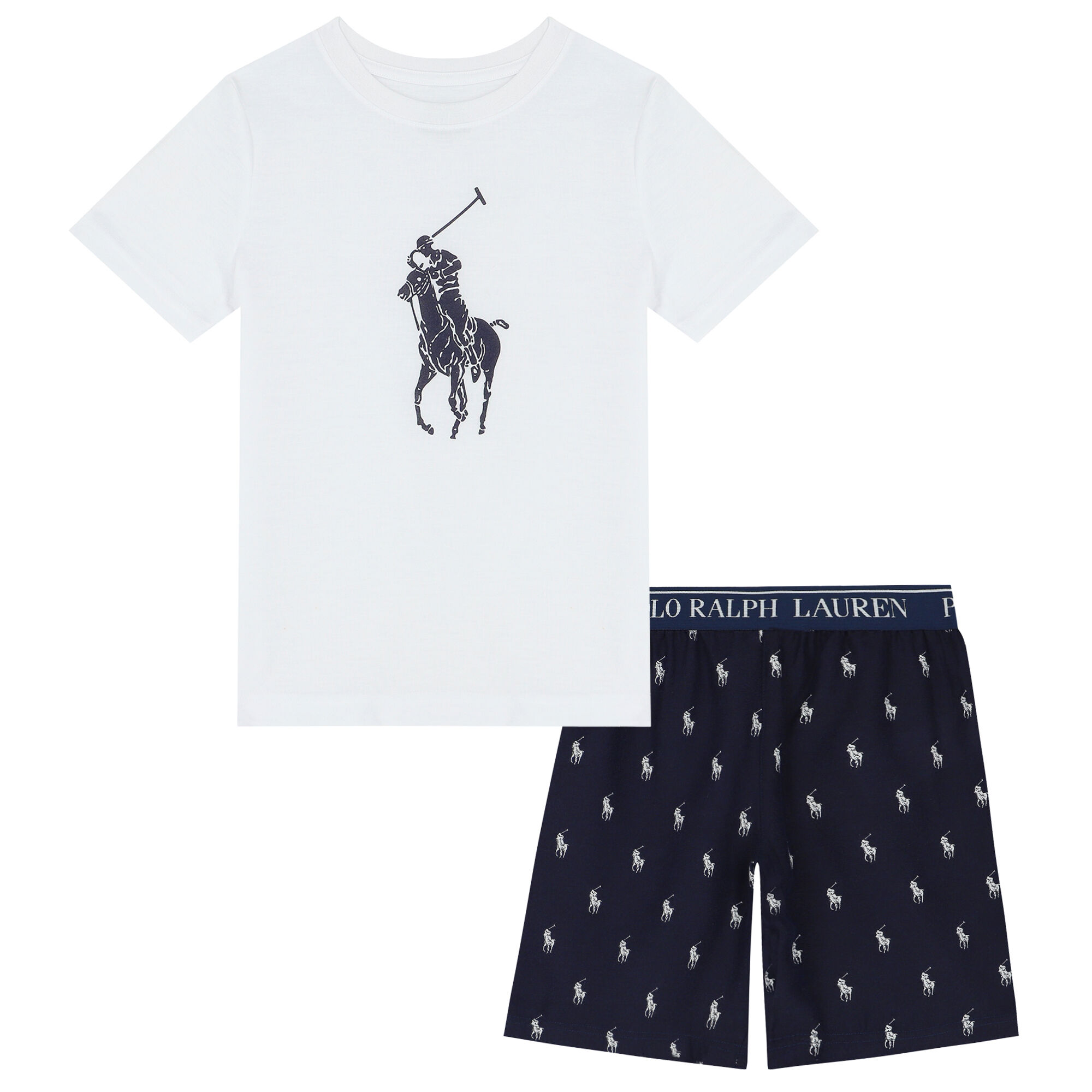 Ralph Lauren Boys White Navy Logo Pyjamas Junior Couture USA