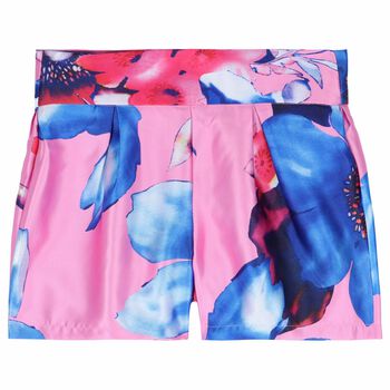 Girls Pink Printed Shorts