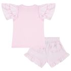Girls Pink Striped Shorts Set, 1, hi-res