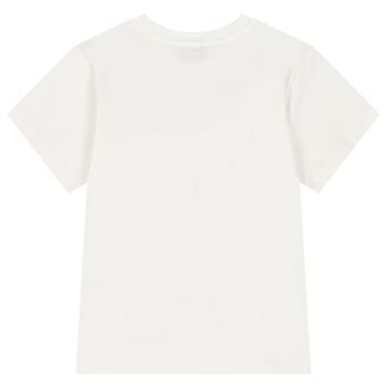 Girls Ivory Teddy Bear Logo T-Shirt