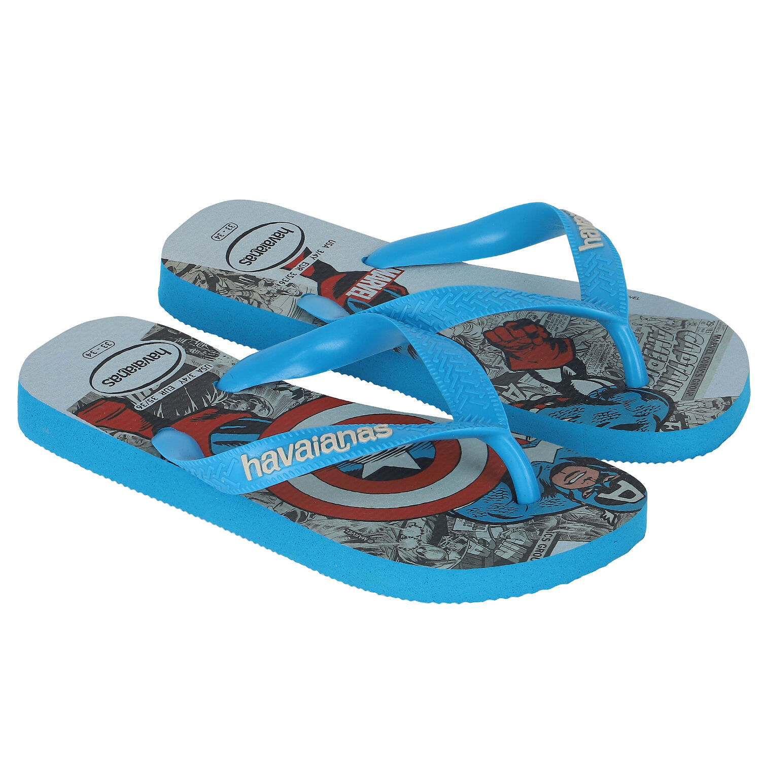 Boys Blue Captain America Flip Flops, 1, hi-res image number null