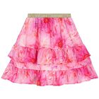 Girls Pink Floral Skirt, 1, hi-res