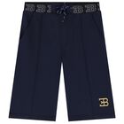 Boys Navy Logo Shorts, 1, hi-res