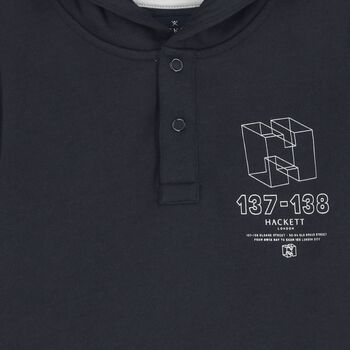 Boys Navy Blue Logo Hooded Top