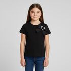Girls Black Jacquard Heart Bow T-Shirt, 2, hi-res