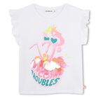 Girls White Flamingo T-Shirt, 1, hi-res