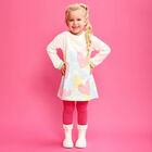 Girls Ivory & Pink Sweatshirt Dress Set, 1, hi-res