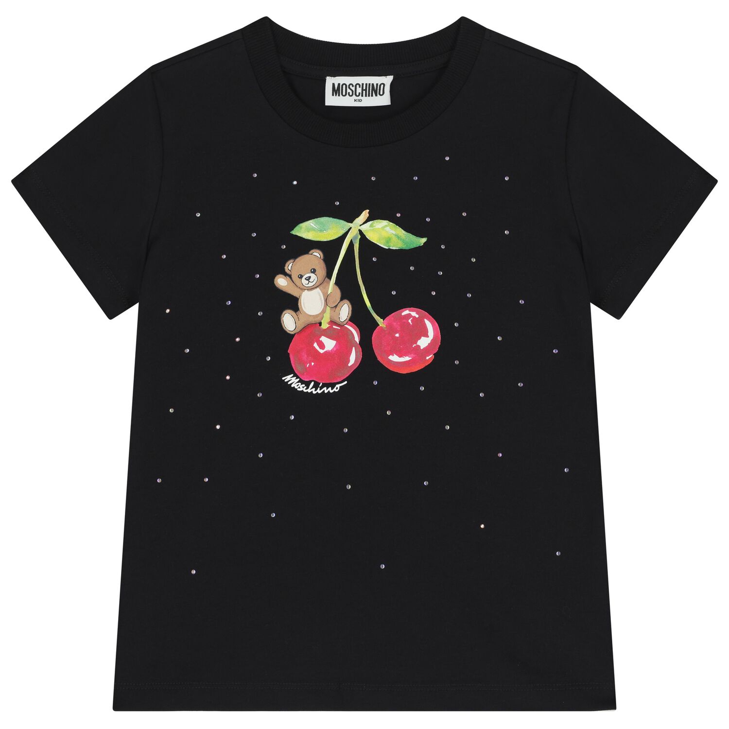 Girls Black Teddy Bear T-Shirt, 2, hi-res