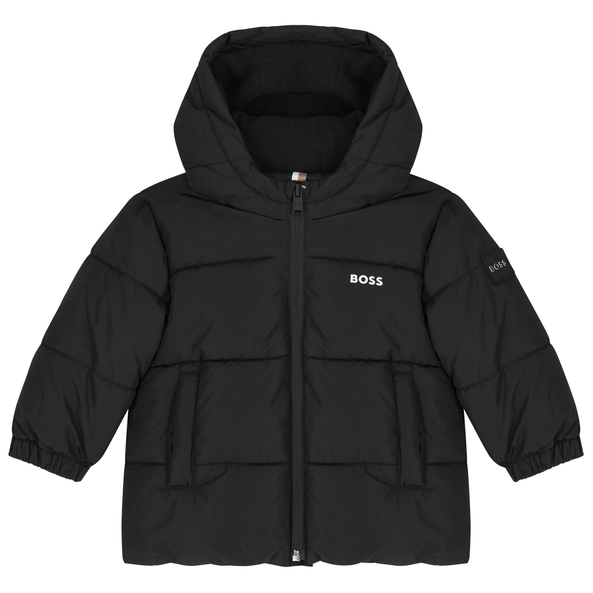 BOSS Younger Boys Black Logo Puffer Jacket Junior Couture Bahrain