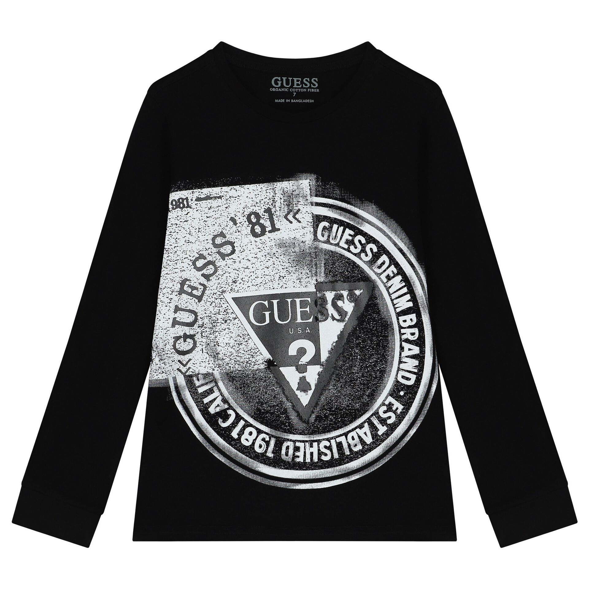 Guess Boys Black Logo Long Sleeve Top | Junior Couture USA