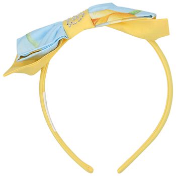 Girls Yellow & Blue Logo Bow Hairband