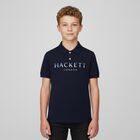 Boys Navy Cotton Logo Polo Shirt, 2, hi-res