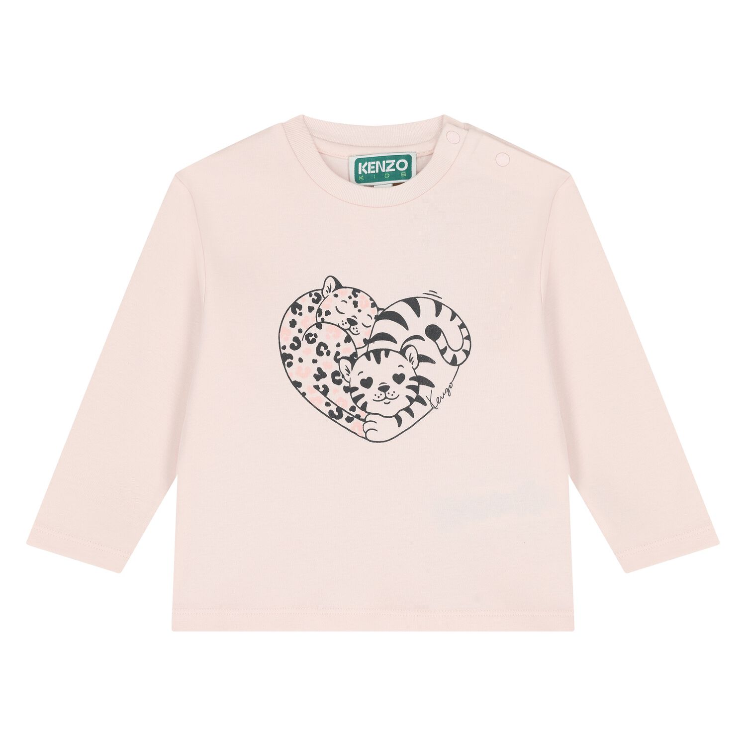 Younger Girls Beige Tiger Long Sleeve Top, 1, hi-res