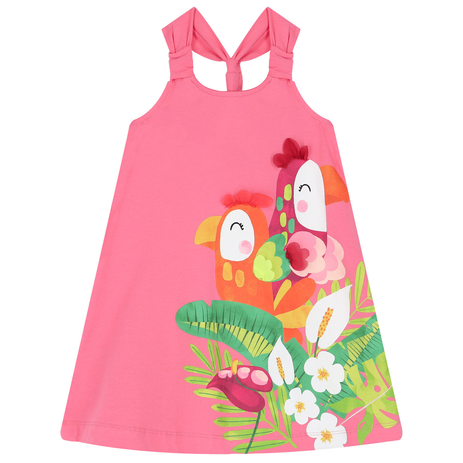 strapless open back dress Blouson Sleeve Jersey Dress-Pale Pansy Love Birds main image 0