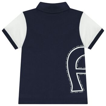 Boys Navy Blue Logo Polo Shirt