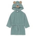 Baby Boys Green Teddy Hooded Robe, 2, hi-res
