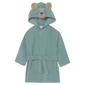 Baby Boys Green Teddy Hooded Robe