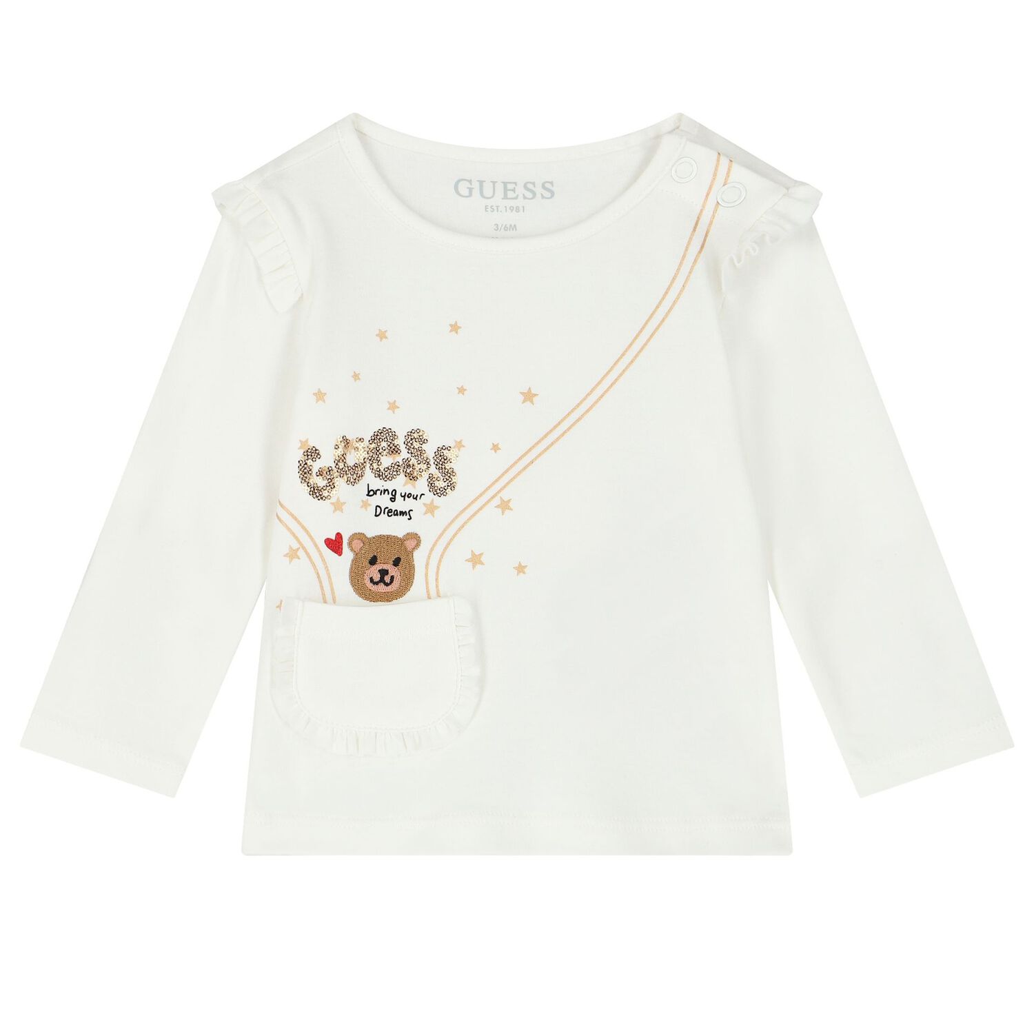 طقم بنطلون بنات بالشعار باللون العاجى والأحمر, 1, hi-res