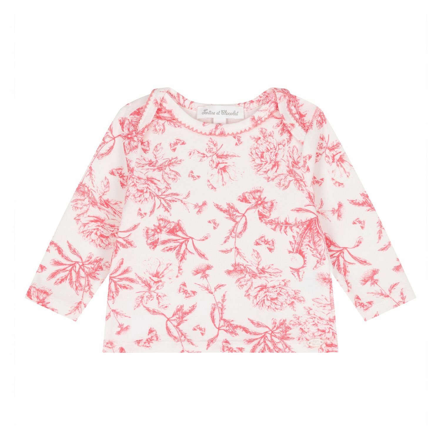 Baby Girls White & Red Floral Pyjama Set, 1, hi-res