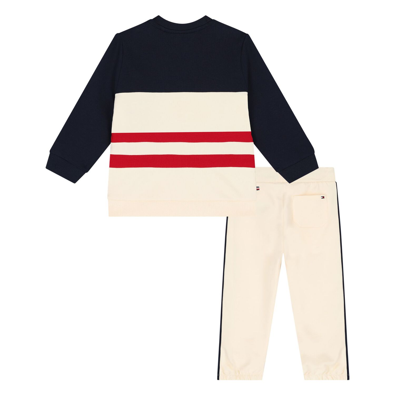 Baby Boys Beige & Navy Blue Logo Tracksuit, 1, hi-res