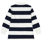 Boys White & Navy Blue Striped Polo Shirt, 1, hi-res