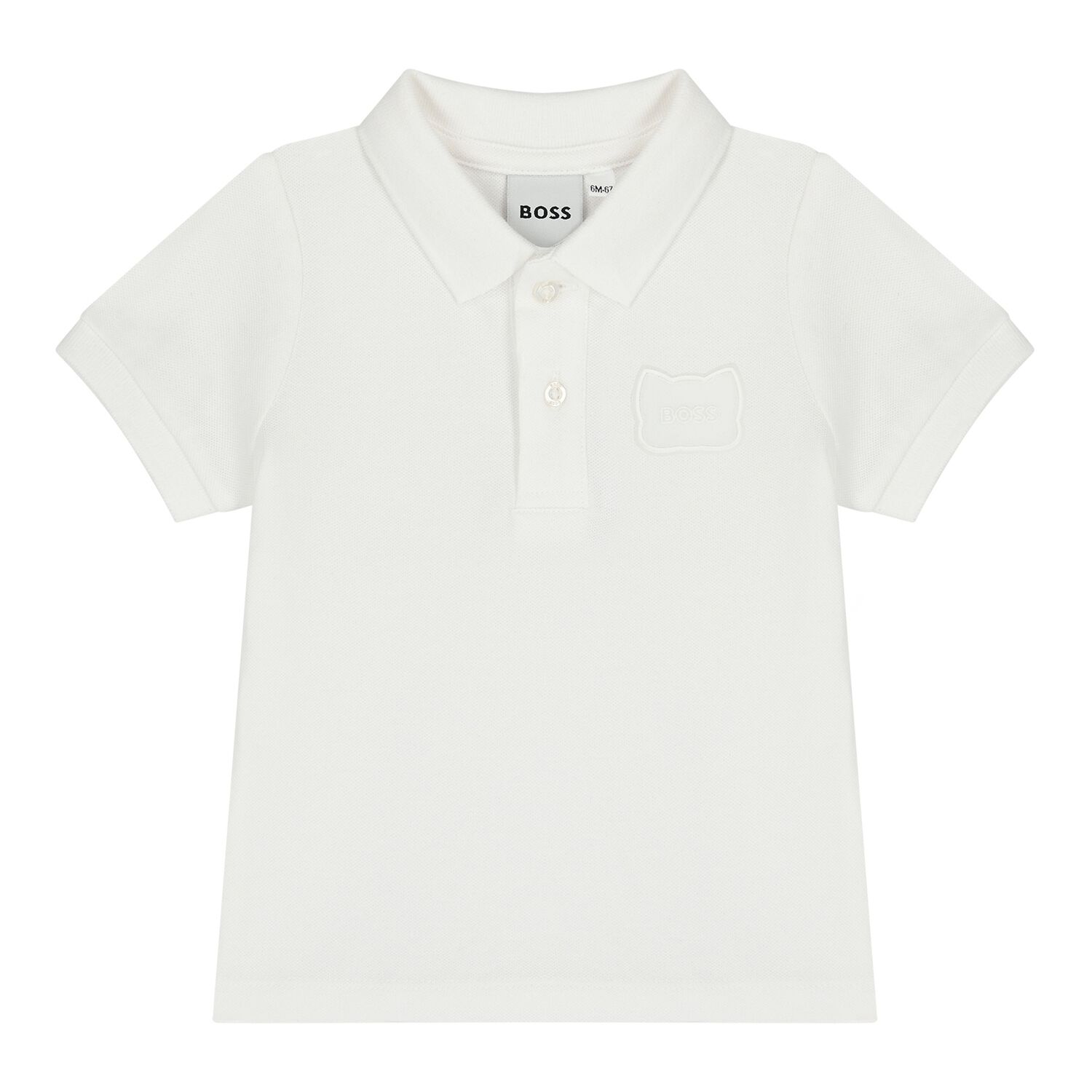 Baby Boys White Logo Polo Shirt, 1, hi-res