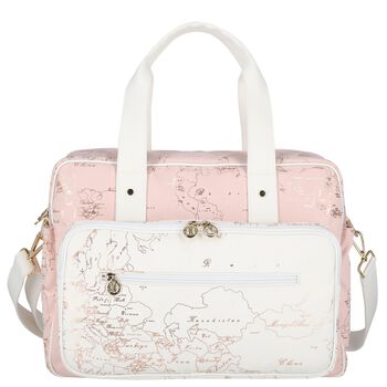 Baby Girls White & Pink Geo Map Changing Bag