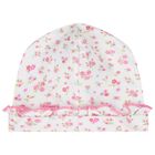 Baby Girls White & Pink Rose Renaissance Hat, 1, hi-res