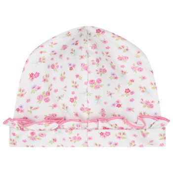 Baby Girls White & Pink Rose Renaissance Hat