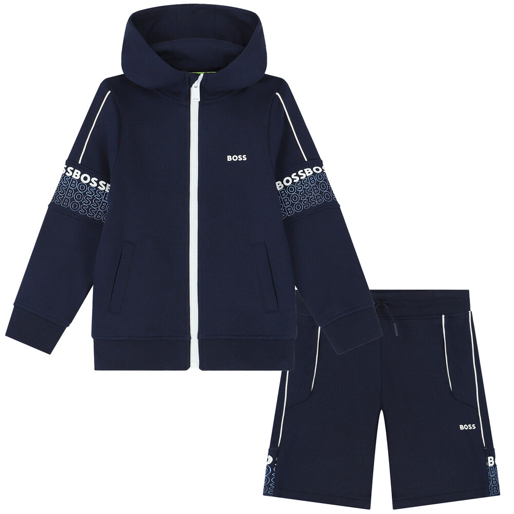 BOSS Boys Navy Logo Shorts Set | Junior Couture USA