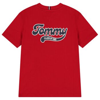 تيشيرت اولاد بالشعار باللون الاحمر 